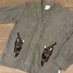 ジェラートピケ ベビモコカーディガン(黒猫)