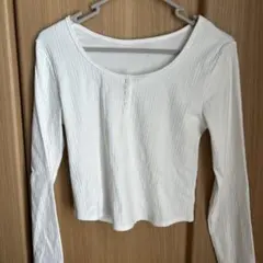 ホワイト　ブラック　リブ長袖カットソー　2枚セット