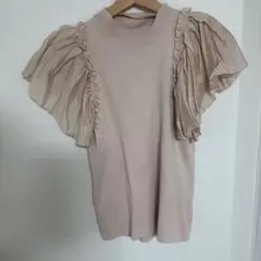 SNIDEL フリル付き半袖ニット ベージュ ONE SIZE