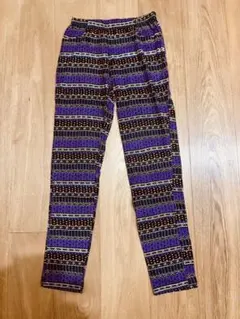 レギンス　パンツ　パープル系　フリーサイズ　レーヨン100% ストレッチ