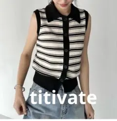 titivate 襟付ノースリーブニットトップス