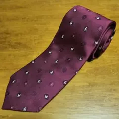 【美品・かわいいアヒル】CHAPS ネクタイ ワインレッド 日本製のサムネイル