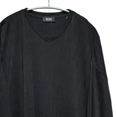 BOSS ブラック Vネック 長袖カットソー b06aのサムネイル