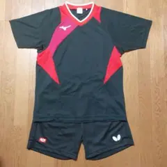 Mizuno×バタフライ 美品JTTA 公認【卓球ユニフォーム上下 Lサイズ 】