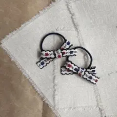 チロリアン　花柄リボンヘアゴム2個セット