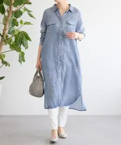 BEARDSLEY ビアズリー シフォンデニムギャザーワンピース サイズ1