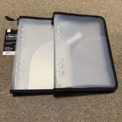 【新品】ダイソー 6リングファイルA5ジッパー付き ブラック 2個セット