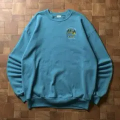 90s USA製　JERZEES　刺繍 スウェット　XL　カヌー　犬　グリーン