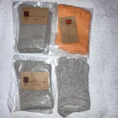 絹コットン 5本指靴下 4足セット