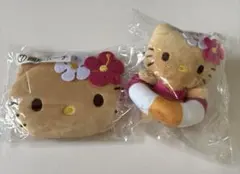 サンリオ当りくじ　ハローキティ　日焼けキティ　④マスコット&⑦顔形ポーチ