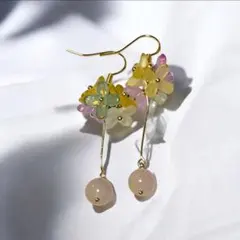 89.揺れるお花ピアス・ガラスビーズ・Silver925・アレルギー反応