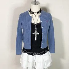 y2k ラルフローレン ポニー ニット カーディガン 平成ギャル ブルーグレー