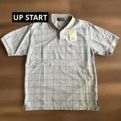 Y2K UP START チェック柄 ポロシャツ グレー Sサイズ 定価3900