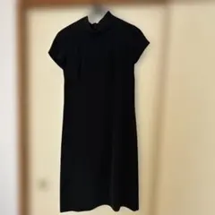 アニエスべーAgnes b黒のフォーマルひざ丈半袖ワンピースパーティー40