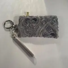 インド刺繍 カラビナ付きミニポーチ