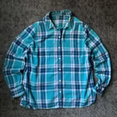 00s ネルシャツ フランネル 水色 カラー グランジ Y2K 古着 チェック
