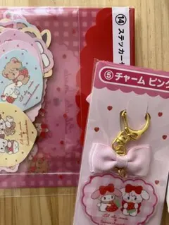 mikko サンリオ　当たりくじ　チャーム　ピンク　ステッカーセット