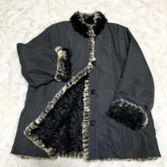 【美品】 noa-ge コート ラビット ファー リバーシブル ジャケット 黒