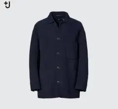 UNIQLO +J ウールブレンドオーバーサイズシャツジャケットS ネイビー