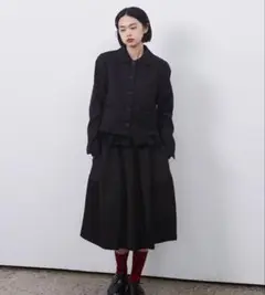 oheshio balloon banding midi skirt black