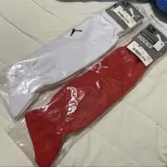 【残り1点】PUMA フットボールソックス 赤白　28-30cm 2足セット