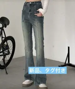 SHEIN DAZY ウォッシュフレアジーンズ ブルー S