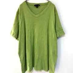 ランズエンド VネックTシャツ 1X 黄緑 大きいサイズ 100%コットン 古着のサムネイル