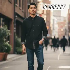 美品　バーバリーブラックレーベル　長袖シャツ　ノバチェック　ホース刺繍 黒　4