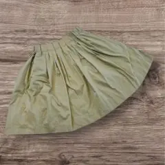 ローリーズファーム　膝丈フレアスカート　カーキ　ウエストゴム　春夏　フリーサイズ
