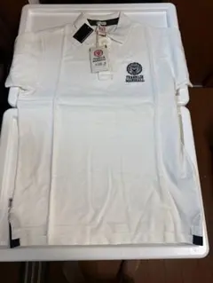 ホワイトポロシャツ ロゴ刺繍付き