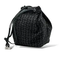 極美品 セリーヌ ミニ巾着 ミニハンドバッグ ポーチ マカダム トリオンフ 黒