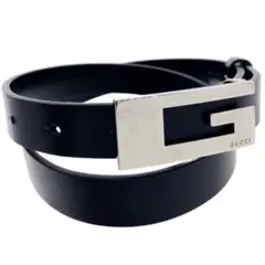 GUCCI グッチ Gロゴバックル ベルト 黒 シルバー イタリア製 90/36