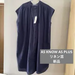 AS KNOW AS PLUS ノースリーブワンピース ネイビー 紺　Fのサムネイル