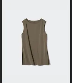 【新品】ユニクロ　クレープジャージーノースリーブT Lサイズ