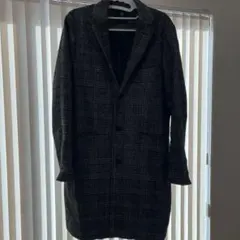 ナノ・ユニバース　グレー チェック柄 ロングコート