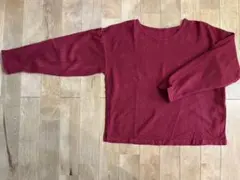 ヂェン先生の日常着　長袖カットソー（厚手）　カラー茜色