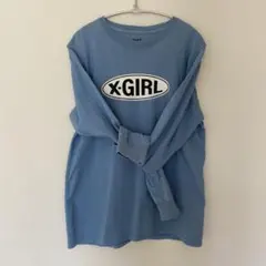 X-GIRL ロゴプリント 長袖Tシャツ M ブルー
