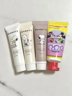 【4本セット】PEANUTS ハンドクリーム & ディズニー日焼け止め