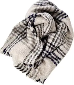 【未使用】ユニクロ/ベージュチェック柄2WAYストール/大判【送料込み】