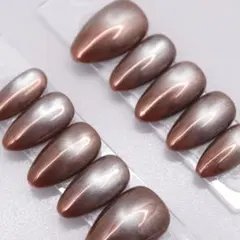 【11】ネイルチップSサイズ ブラウンミラーネイル メタリックシンプルマグネット