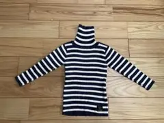 ネイビーとホワイトのストライプタートルネックセーター 100cm