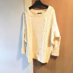 INGNIドルマン ドロップショルダー ケーブルニット セーター