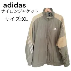 adidas ナイロンジャケット ベージュ×カーキ XLサイズ