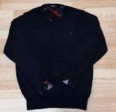 ブラックレーベルクレストブリッジ　濃紺　薄手セーターVネック ニット　L