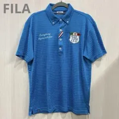 フィラ ゴルフ スポーツ ブルー光沢 アーガイル ポロシャツ メンズ Lサイズのサムネイル