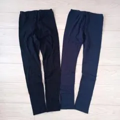 ①新品　無印良品　十分丈レギンスパンツ　ブラック　ネイビー　150　2枚セット