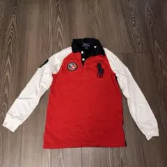 美品　Polo Ralph Lauren 赤白ポロシャツ M