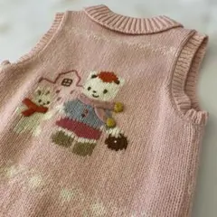 familiar ファミリア　ピンク ニット　ベスト 120 女の子　カウチン