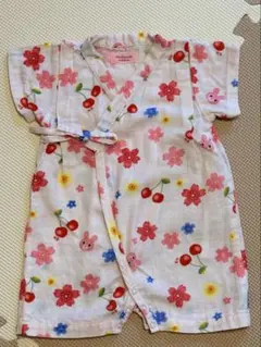 【美品】60 ミキハウス ホットビスケッツ ベビー 甚平 ロンパース 女の子