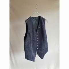 Used 80s グレーのベロア生地♡ ブラスゴールドボタン レトロベスト